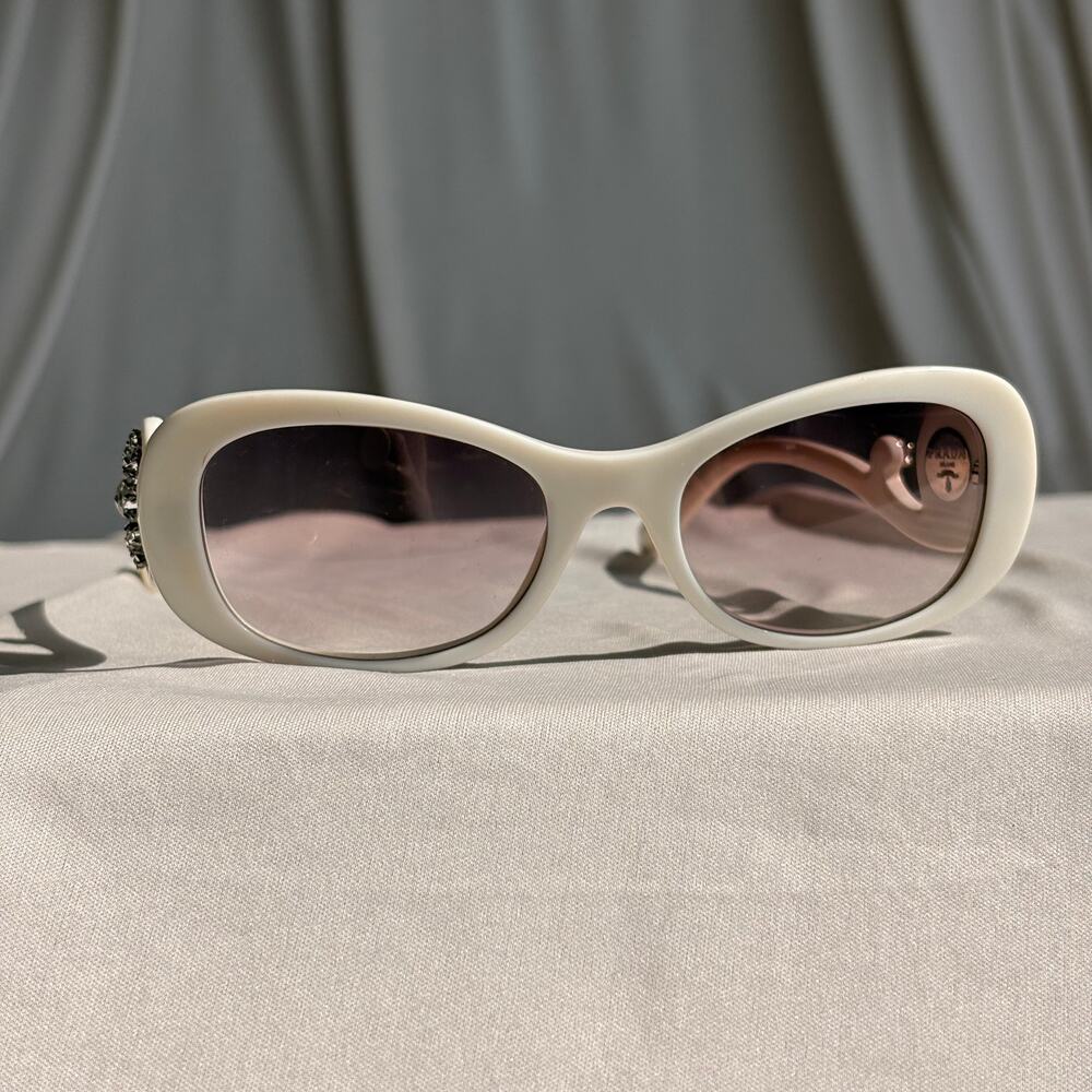 Prada Crystal Absolute Collection 33P Minimal Baroque Sunglasses White Crystal - Picture 9 of 16